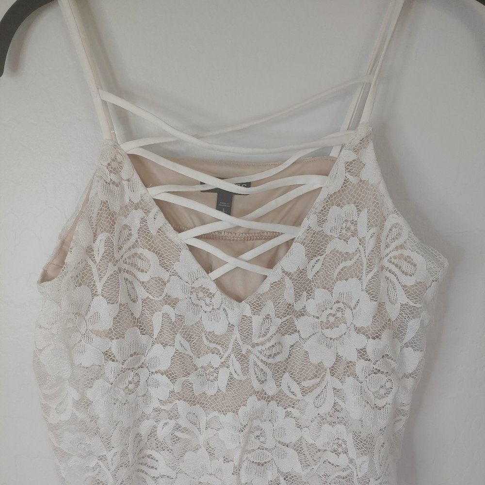 Lace  Blouse Spaghetti Straps Nude Lining